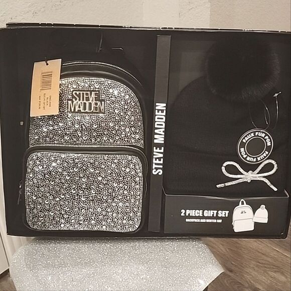 Steve Madden Rhinestone Backpack & Pom Beanie Hat 2- PC Giftset main image 6